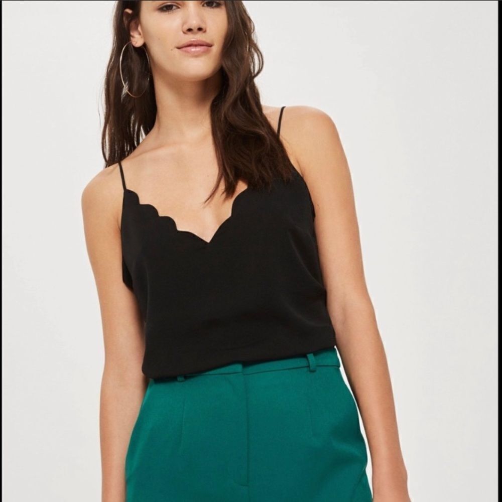 Topshop Scallop Black Cami Top Size 6